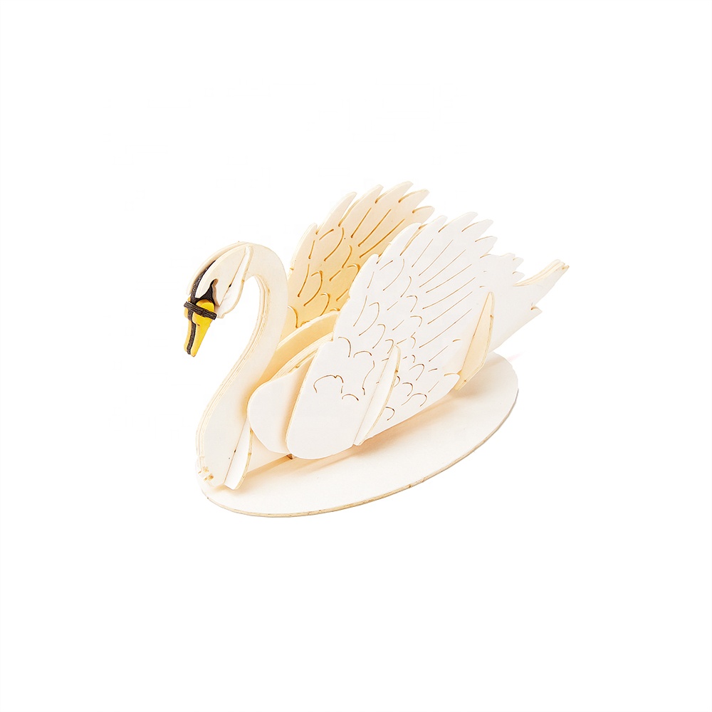 Laser Cutting 3D White Swan Bird Animal Model DIY Educational Bird Paper Jigsaw Puzzle Craft Kit For Kids and Adult Toy Gift