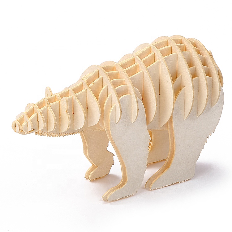3D Paper Jigsaw Puzzle Polar Bear Animal Assembly Brain Teaser, Fun Model Toy Gift Decoration for Adults & Kids Age 6/8 and Up