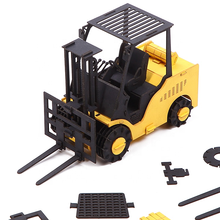 2021latest Intelligent diy kids model forklift toy 3d paper puzzle model