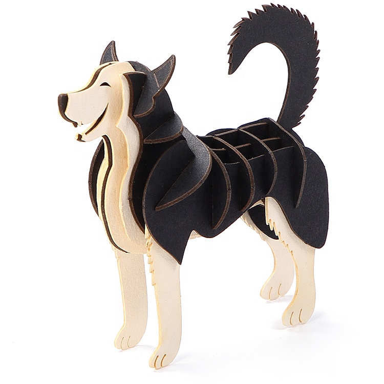 CUPUZ funny Stem Toys Games 3D Assembly paper puzzles laser cut animal Husky model jigsaw kids gifts home ornament