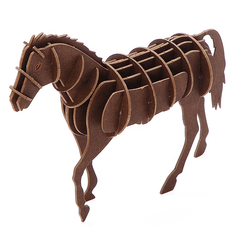 Wholesale new design cardboard 3d puzzle animal DIY assembly sets- Horse jigsaw puzzle models custom accept OEM 3d paper puzzle