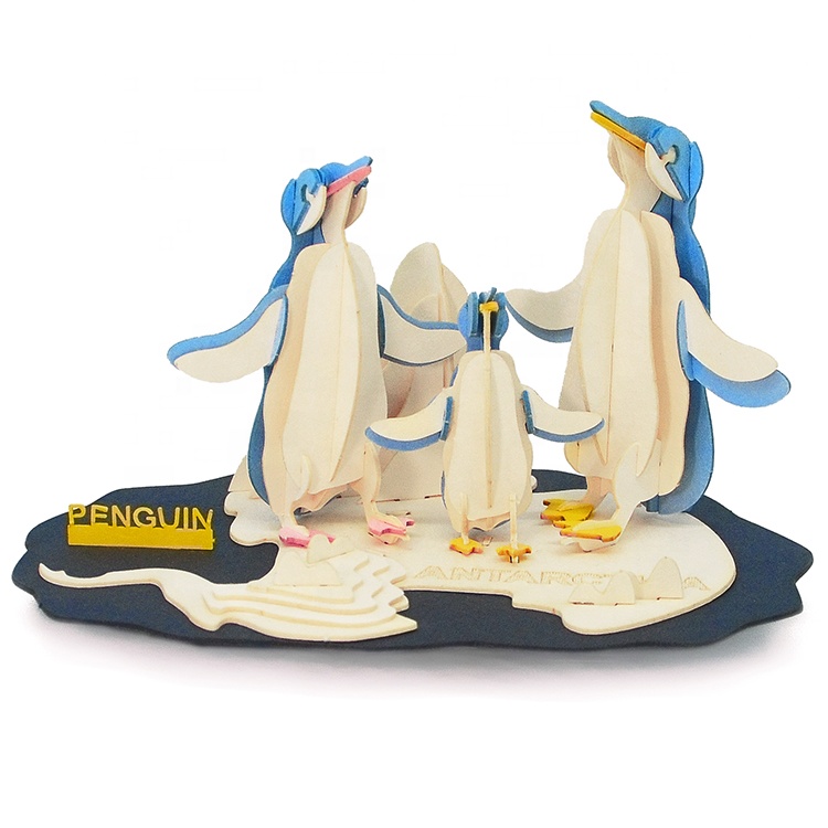 Custom Eco Friendly Penguin Family Paper Puzzle Games Intelligence Toys Handmade Stem Toys DIY 3D Puzzle Kit