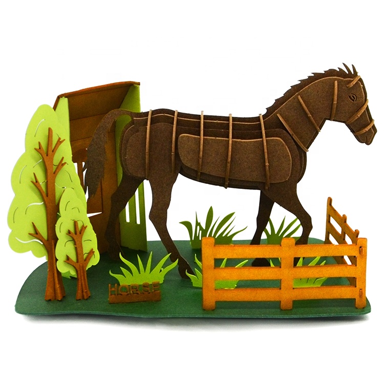 Toys&Games Kids Gifts 3D Puzzles Laser Cut Stem Toy Children's Intelligence DIY Horse Scene Handmade Custom Jigsaw Model